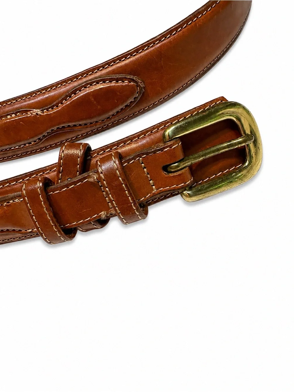 Lands' End Vintage Leather Ranger Belt featuring a distinct double-keeper 44